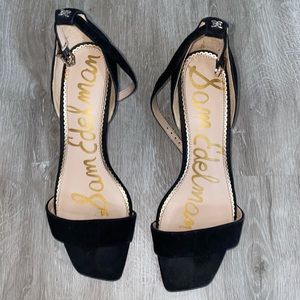 Sam Edelman Suede “Yaro Black Heel Sandal”
